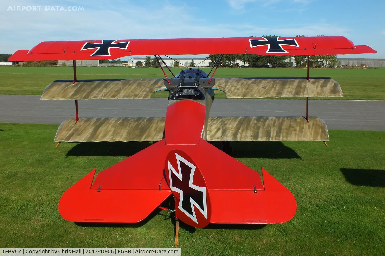 G-BVGZ, 1994 Fokker Dr.1 Triplane Replica C/N PFA 238-12654, at Breighton's Pre Hibernation Fly-in, 2013