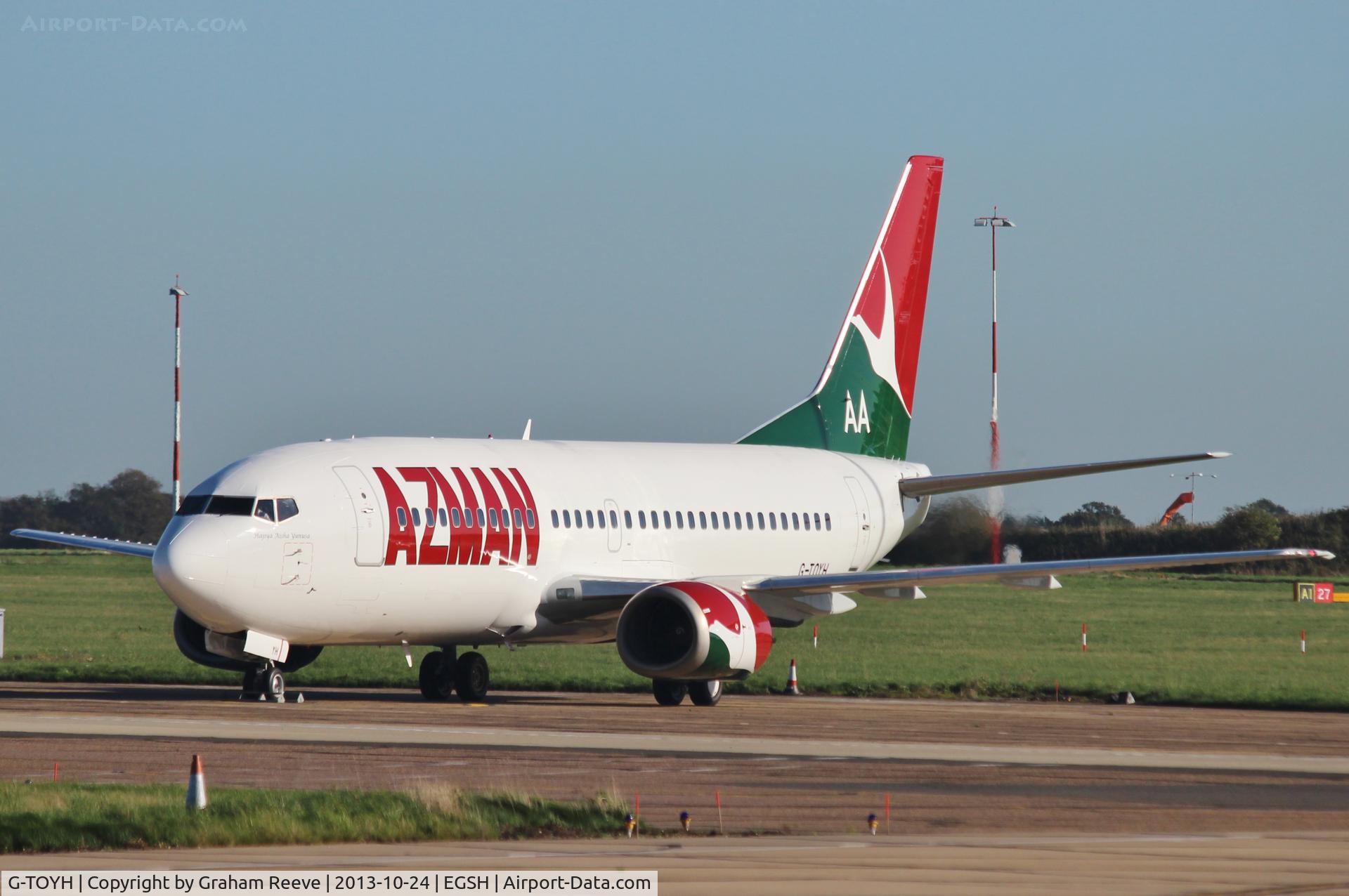 G-TOYH, 1998 Boeing 737-36N C/N 28570, Parked at Norwich.