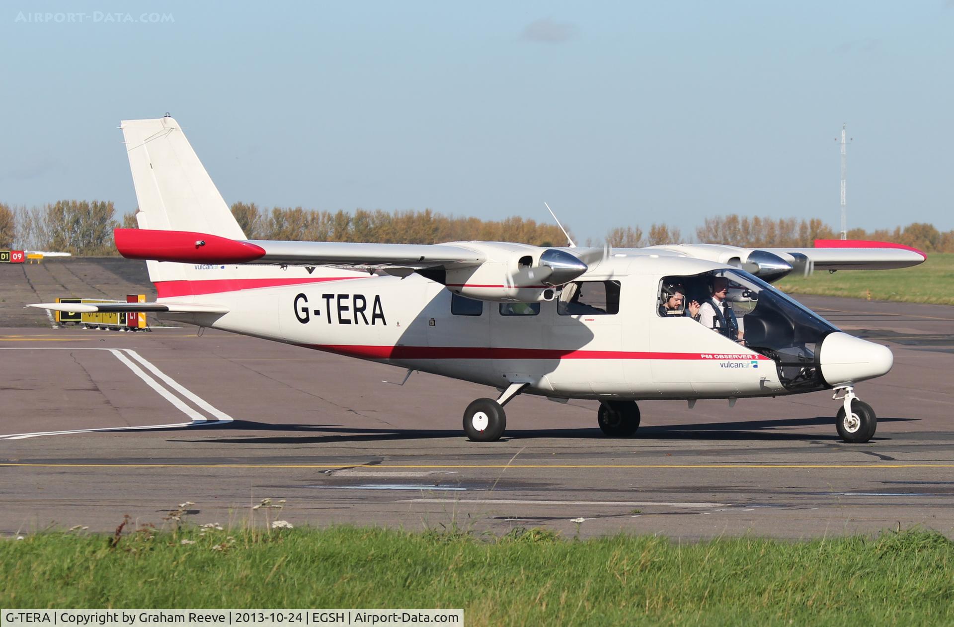 G-TERA, 2007 Vulcanair P-68 Observer 2 C/N 433-29 OB2, About to depart.