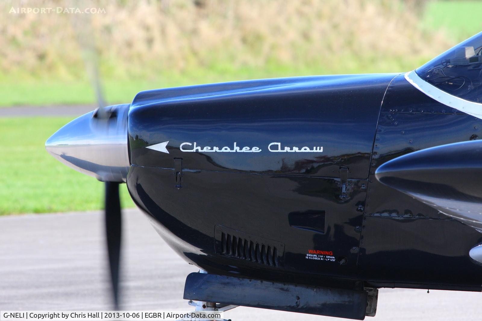 G-NELI, 1968 Piper PA-28R-180 Cherokee Arrow C/N 28R-31011, at Breighton's Pre Hibernation Fly-in, 2013