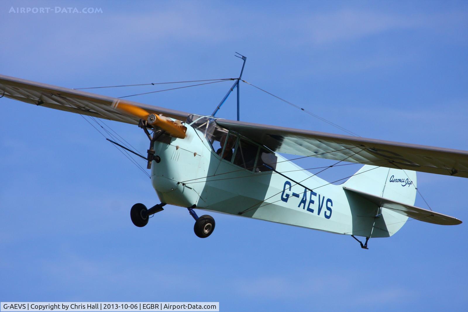 G-AEVS, 1937 Aeronca 100 C/N AB114, at Breighton's Pre Hibernation Fly-in, 2013