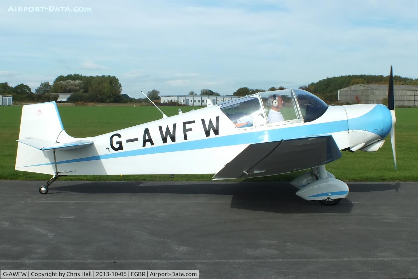 G-AWFW, 1957 SAN Jodel D-117 C/N 599, at Breighton's Pre Hibernation Fly-in, 2013