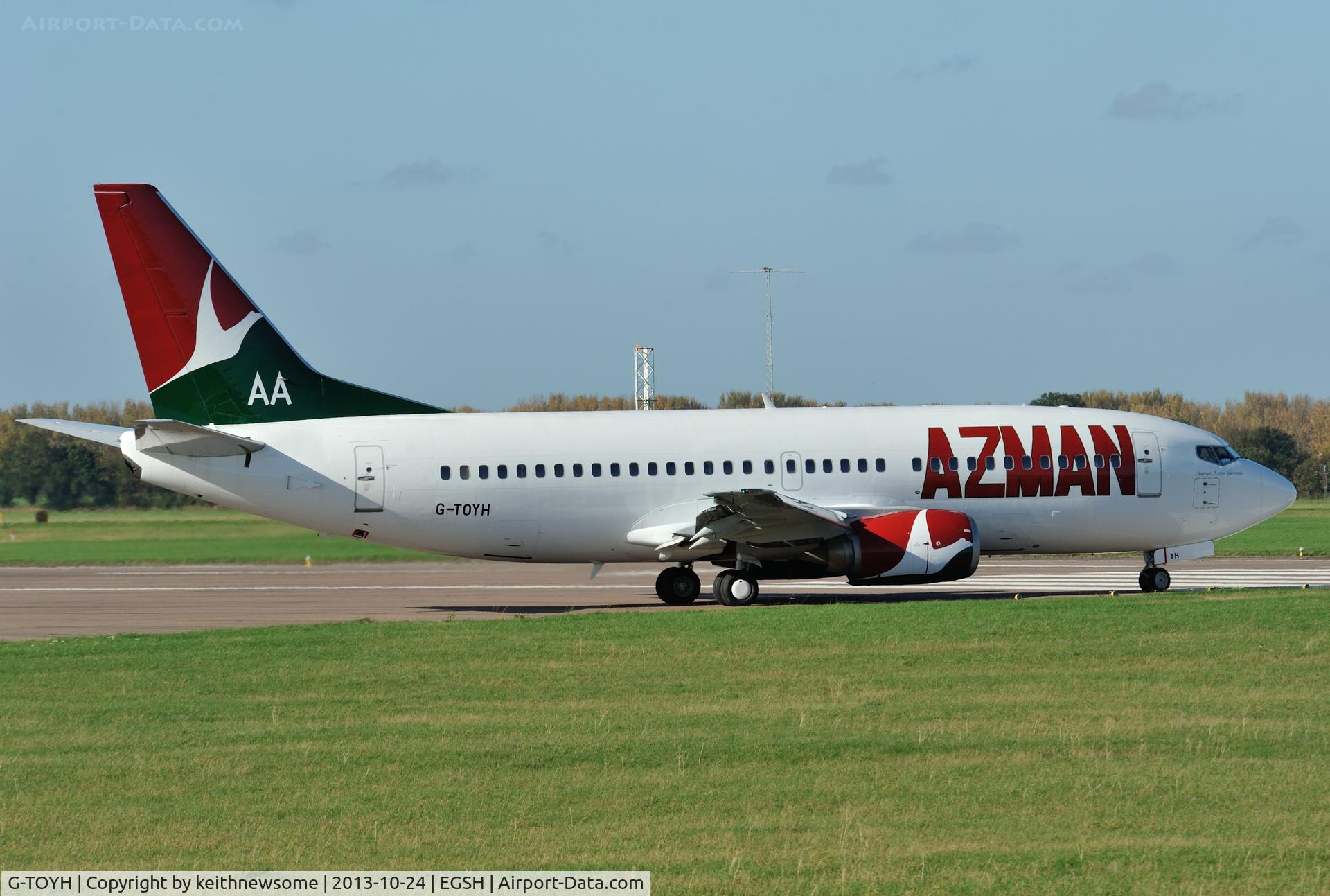G-TOYH, 1998 Boeing 737-36N C/N 28570, My first view in Azman colour scheme !
