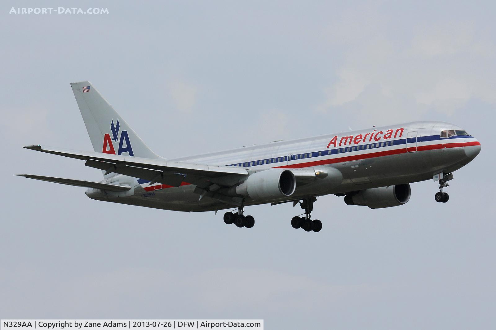 N329AA, 1987 Boeing 767-223 C/N 22329, Landing at DFW Airport