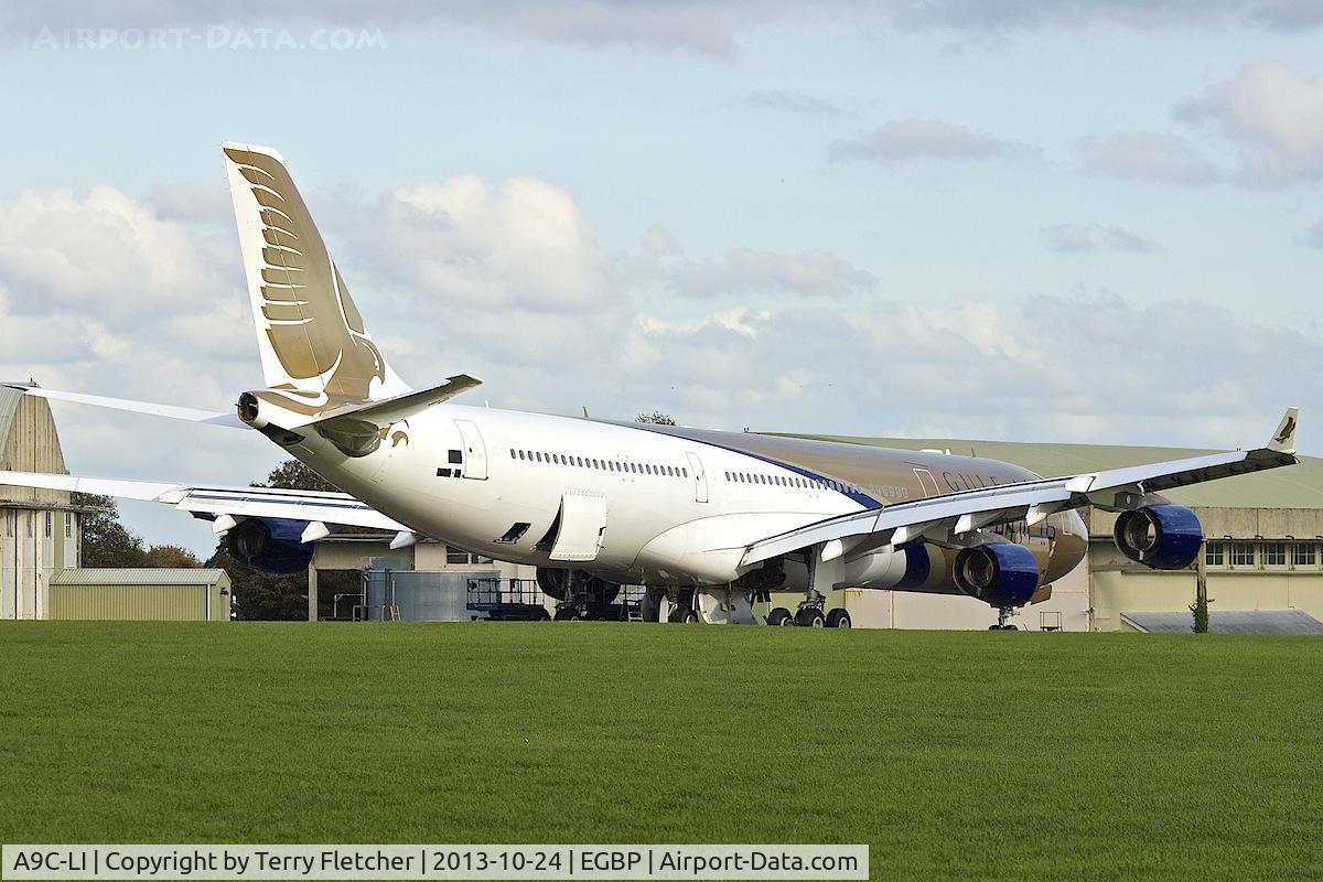 A9C-LI, 2003 Airbus A340-313 C/N 554, ex Gulf Air 2003 Airbus A340-313X, c/n: 554 at Kemble