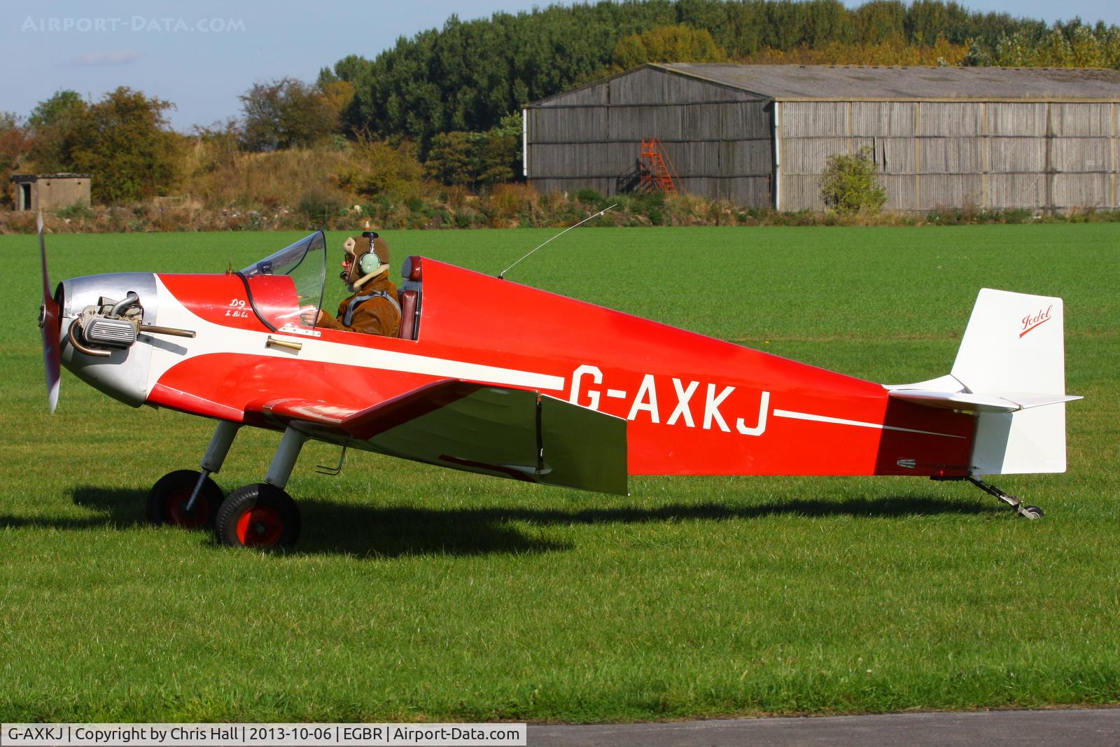 G-AXKJ, 1970 Jodel D-9 Bebe C/N PFA 941, at Breighton's Pre Hibernation Fly-in, 2013