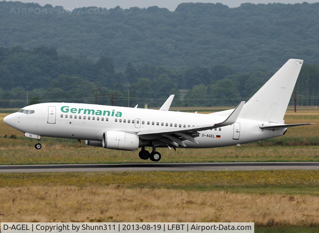 D-AGEL, 1997 Boeing 737-75B C/N 28110, Landing rwy 20 in all white c/s with titles...