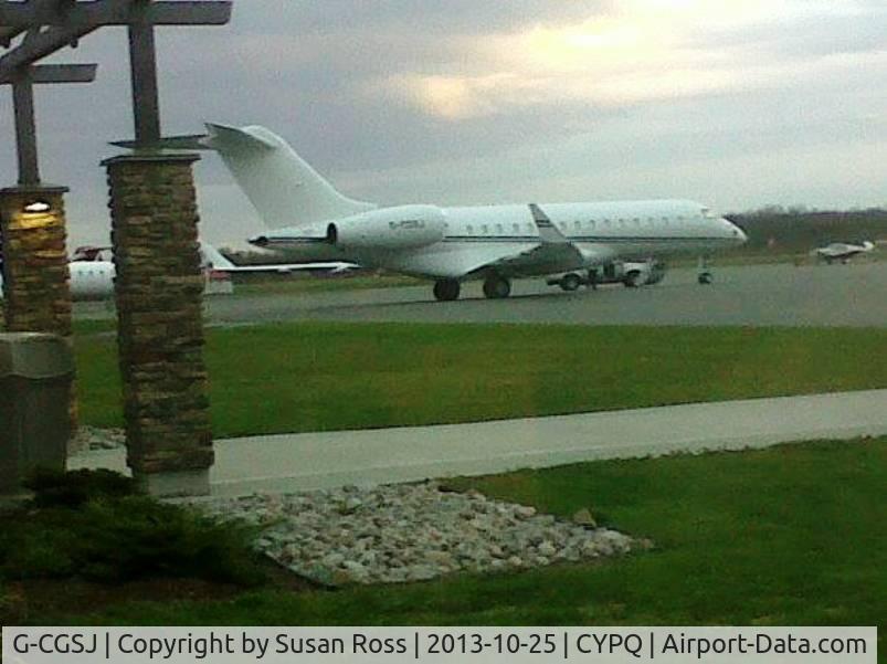 G-CGSJ, 2010 Bombardier BD-700-1A10 Global Express C/N 9377, Prince Andrew landed in Peterborough, Ontario Canada 25/10/13 for a fund-raiser. What a beautiful plane!