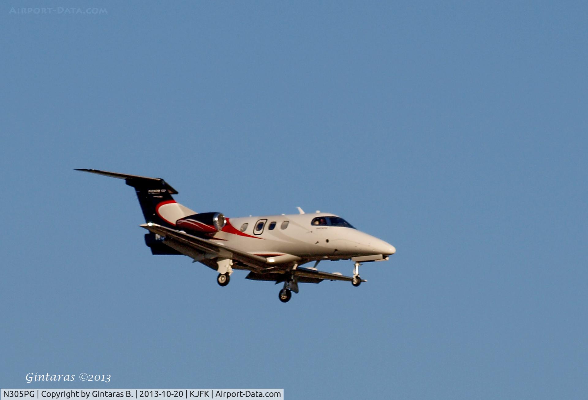N305PG, 2013 Embraer EMB-500 Phenom 100 C/N 50000319, Going to a landing on 22L @JFK