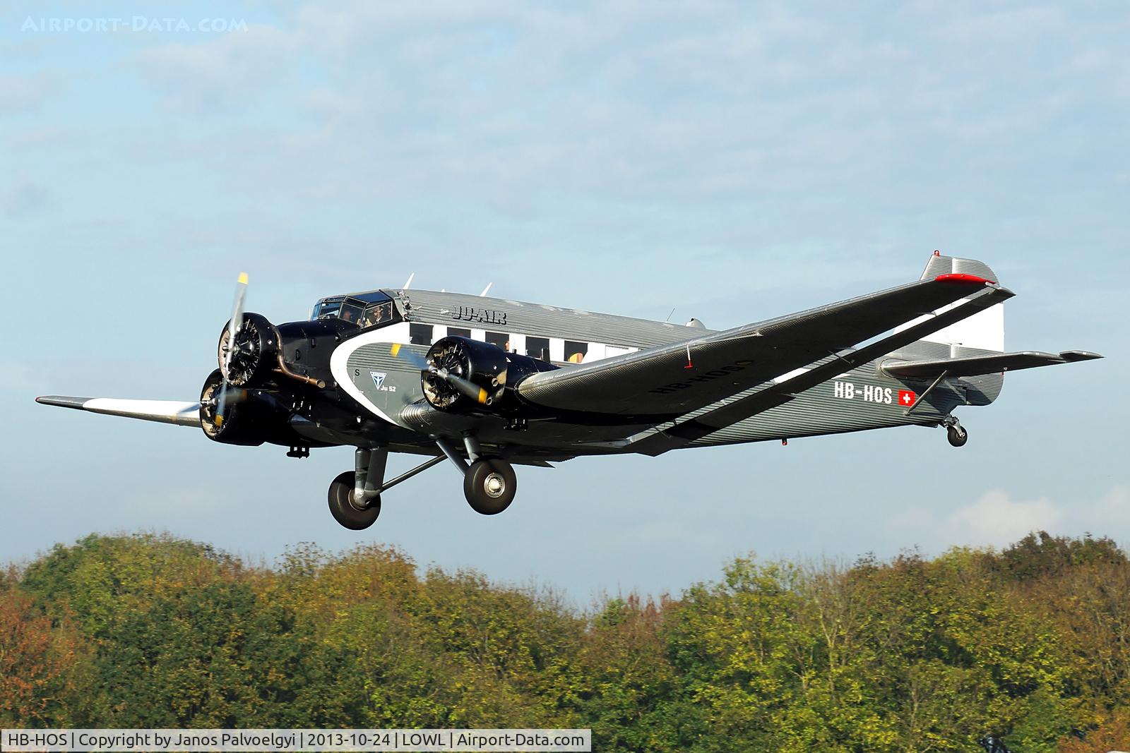 HB-HOS, 1939 Junkers Ju-52/3m g4e C/N 6580, Ju Air Junkers Ju52/3m g4e final approach in LOWL/LNZ