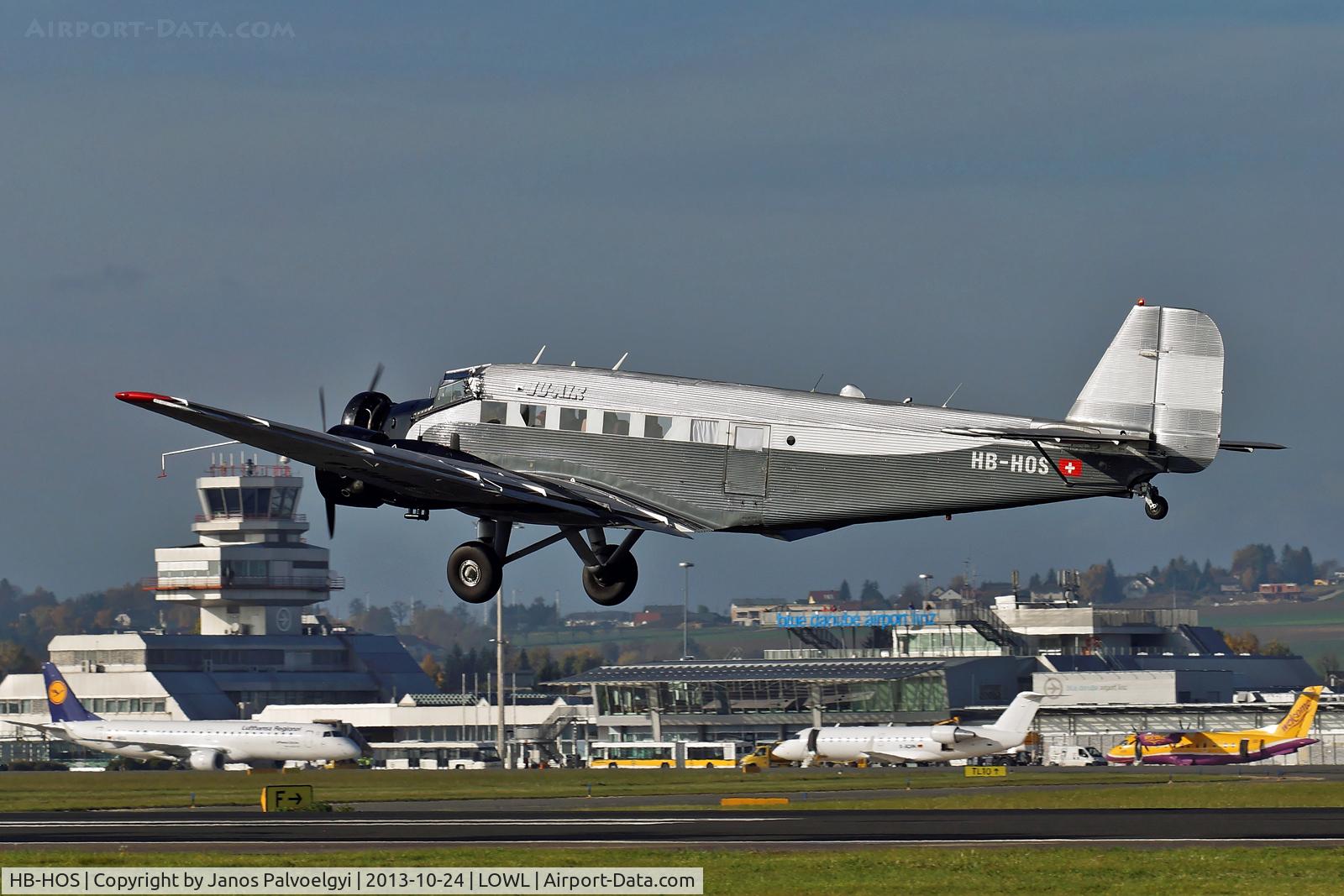 HB-HOS, 1939 Junkers Ju-52/3m g4e C/N 6580, Ju Air Junkers Ju52/3m g4e landing in LOWL/LNZ