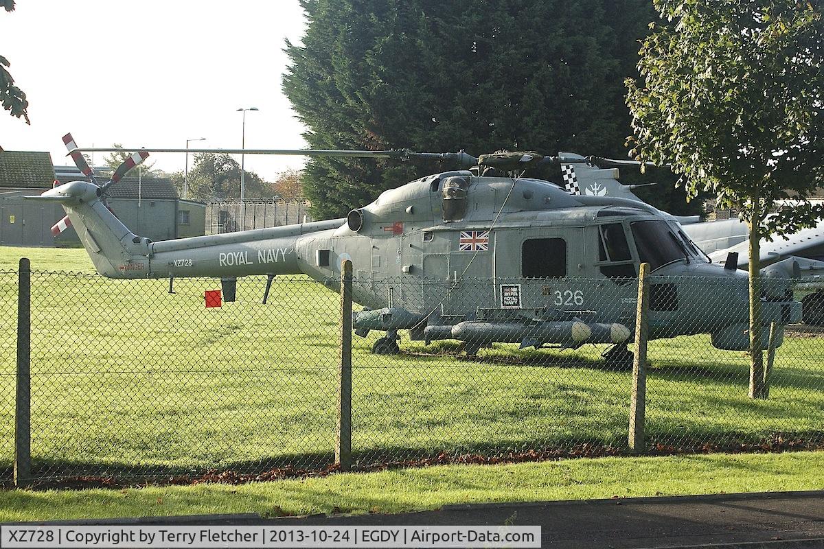 XZ728, Westland Lynx HMA.8DSP C/N 200, Gate Guard ar RNAS Yeovilton