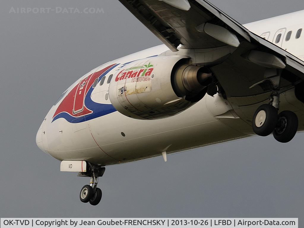 OK-TVD, 1999 Boeing 737-86N C/N 28595, Canaria Travel logo sticker on cfm56-7B26