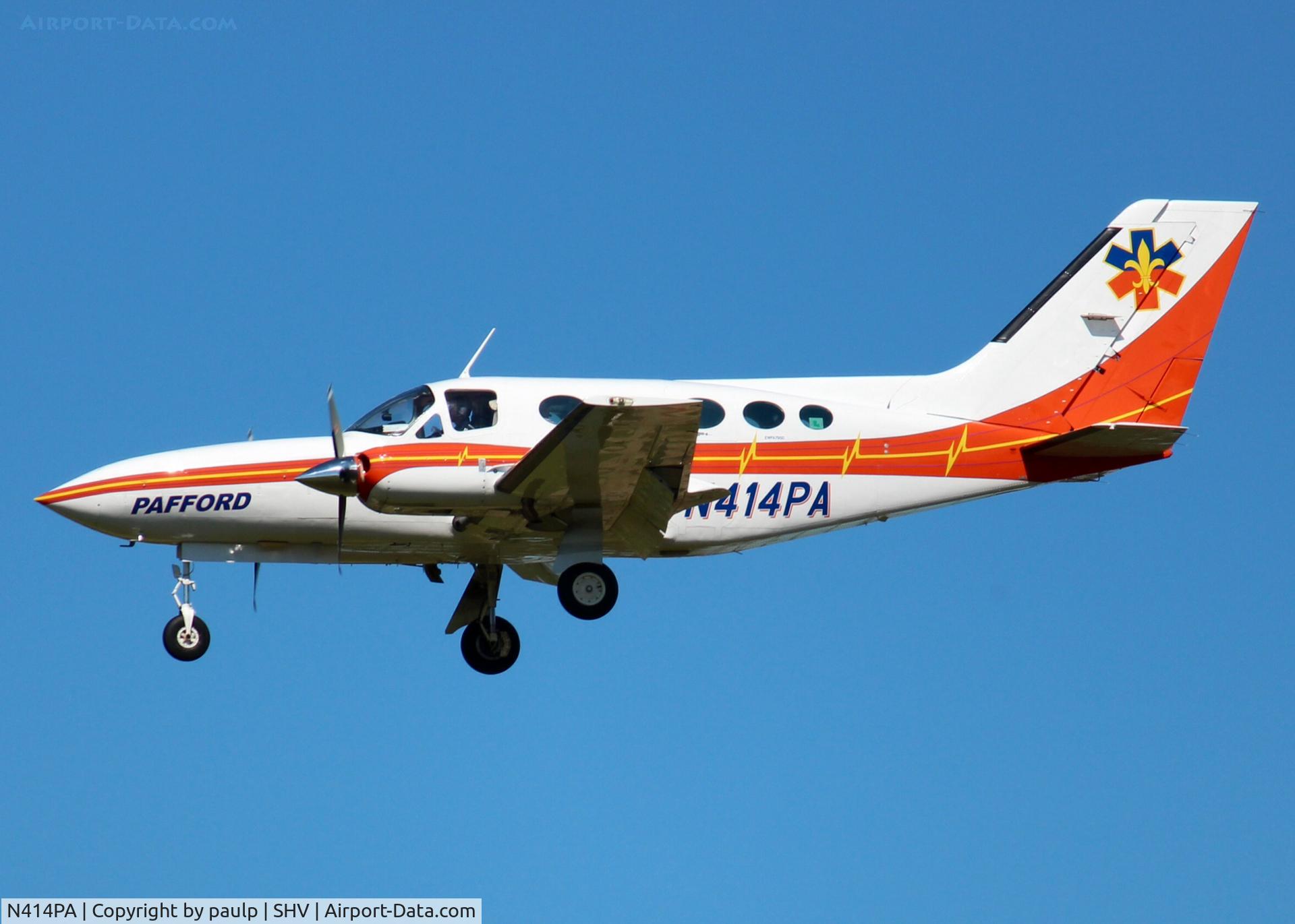 N414PA, 1978 Cessna 414A Chancellor C/N 414A0051, Landing at Shreveport Regional.