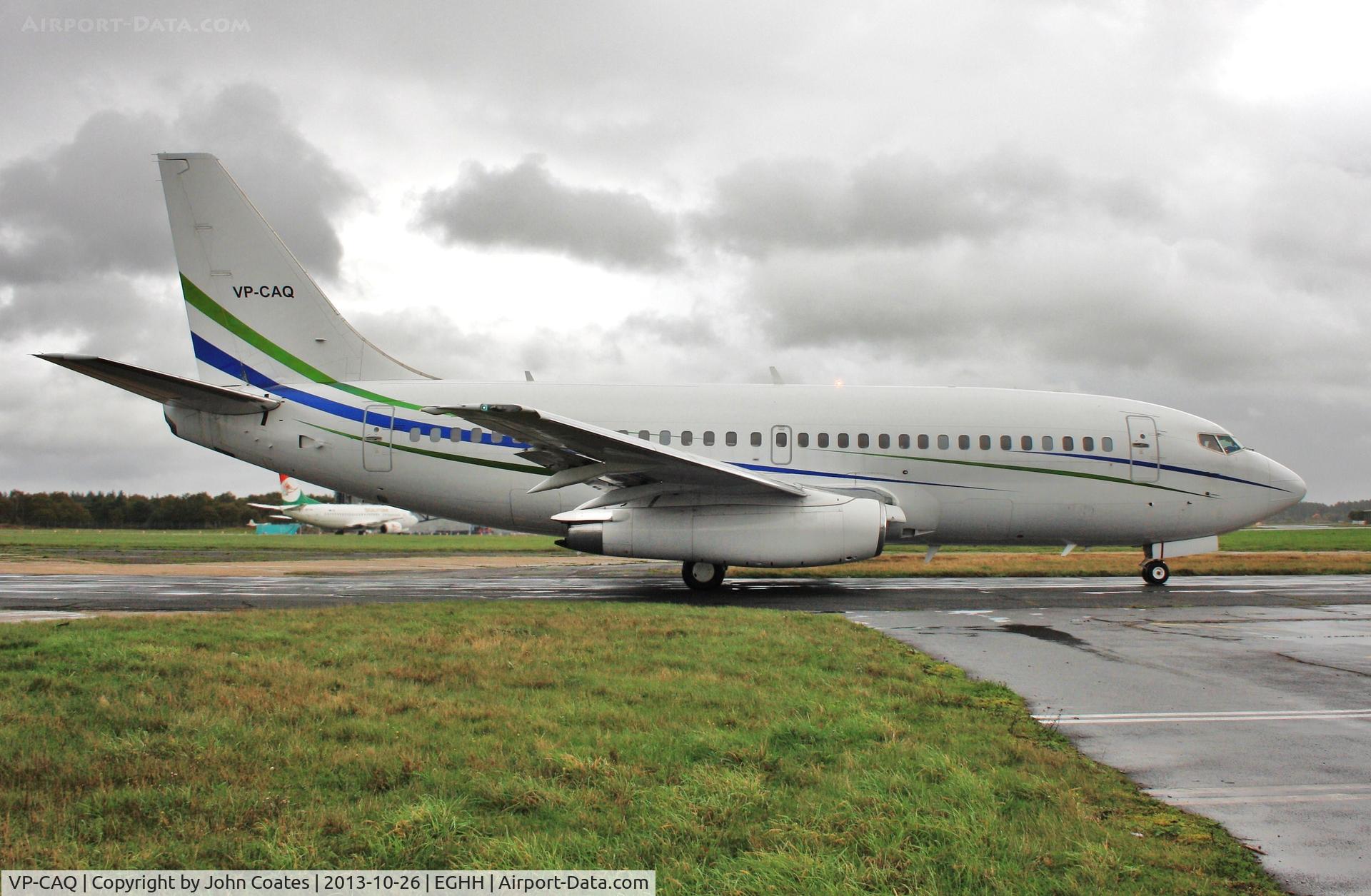 VP-CAQ, 1981 Boeing 737-2V6 C/N 22431, Taxiing to depart to Luton in the rain