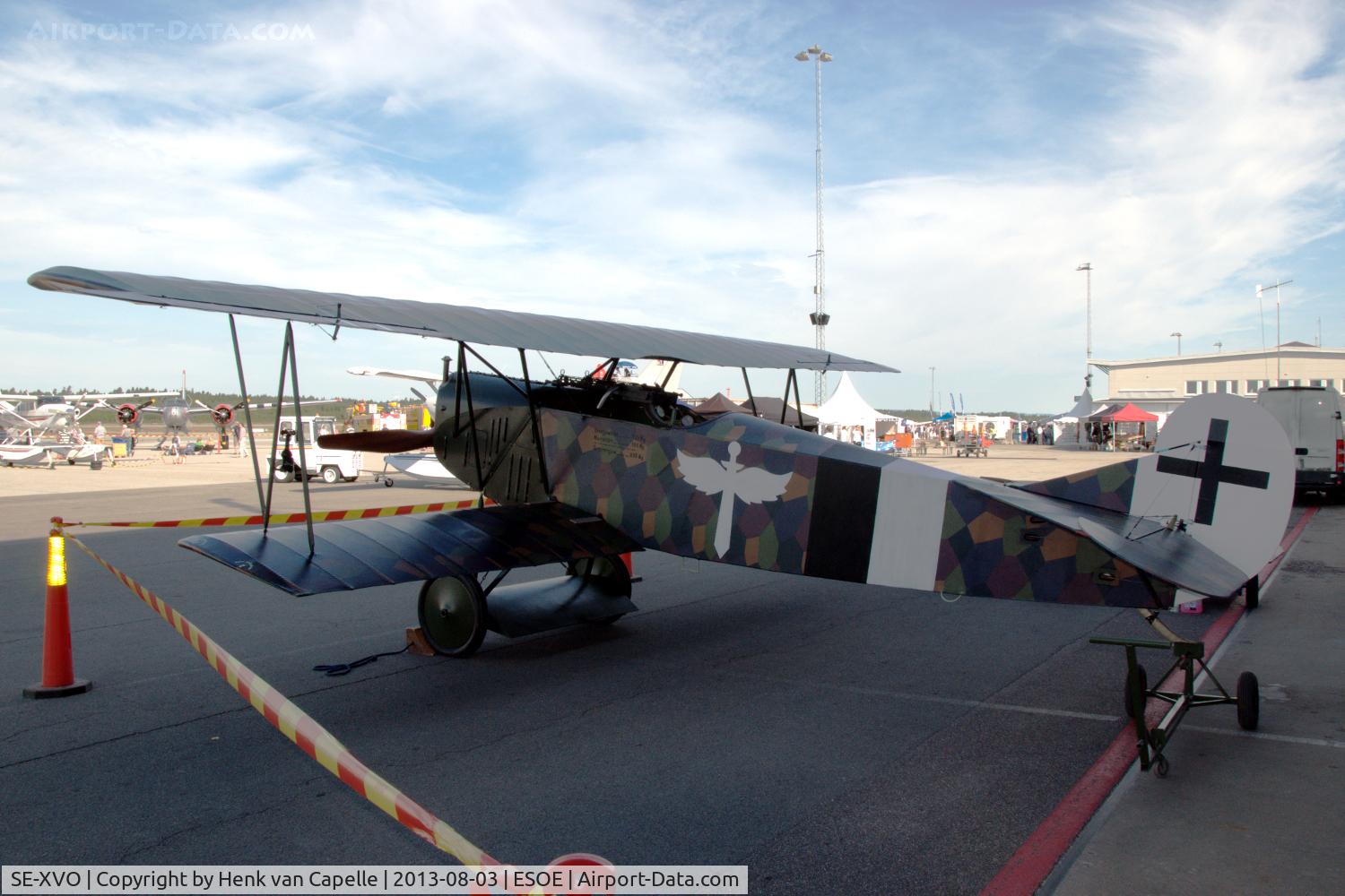 SE-XVO, 2010 Fokker D.VII Replica C/N 10400/18-989, Mikael Carlson's Fokker D.VII replica parked at Örebro airport, Sweden.