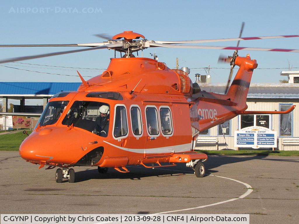 C-GYNP, 2011 AgustaWestland AW-139 C/N 41257, This medevac helicopter just landed here at Lindsay & was about to park for fuel & a patient transfer before departing for Kingston, Ontario to the east. It's based at the Toronto Island Airport (CYTZ) to the south.
