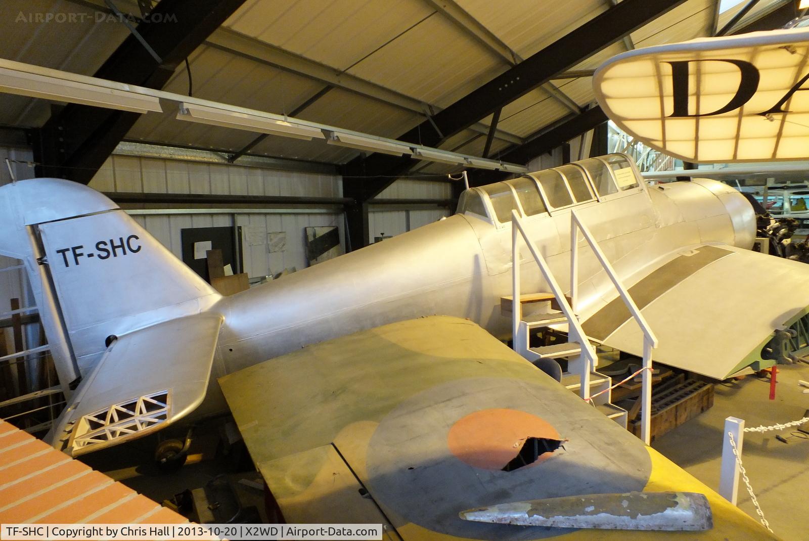 TF-SHC, 1943 Miles M.25 Martinet TT.1 C/N MS902, The sole surviving Martinet, built in 1943, and spent its operational life in Iceland at RAF Reykjavik. In 1949, MS902 was sold to the Akureyri Flying Club and given the Icelandic civil registration TF-SHC