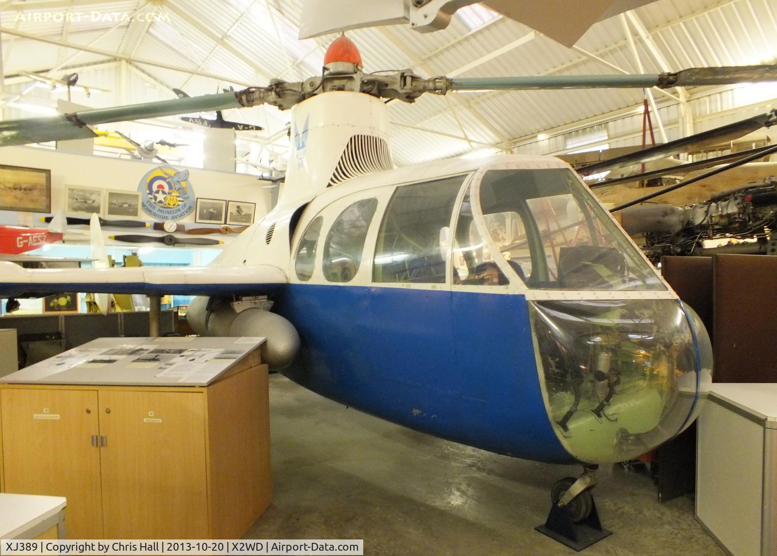 XJ389, 1953 Fairey Jet Gyrodyne C/N F9420, Fairey Jet Gyrodyne XJ389 c/n F9420, This helicopter is a conversion of Gyrodyne G-AJJP and first flew at White Waltham in its new configuration in January 1954. Initially allocated Serial XD759, it was changed to XJ389 due to duplication.