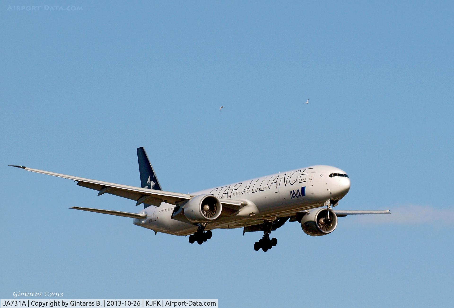 JA731A, 2004 Boeing 777-381/ER C/N 28281, Going to a landing on 22L @ JFK