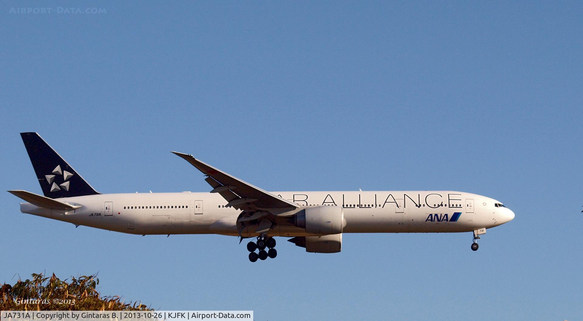 JA731A, 2004 Boeing 777-381/ER C/N 28281, Going to a landing on 22L @ JFK