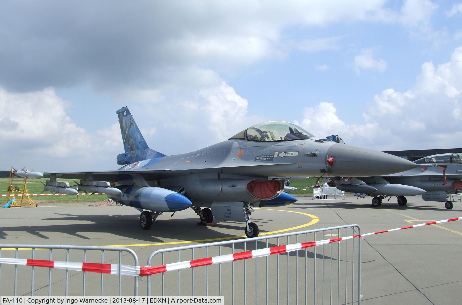 FA-110, SABCA F-16AM Fighting Falcon C/N 6H-110, General Dynamics (SABCA) F-16AM Fighting Falcon of the FAeB (Belgian Air Force) in '70 years 349 Squadron' special colours at the Spottersday of the Nordholz Airday 2013 celebrationg 100 Years of German Naval Aviation at Nordholz Naval Aviation Base