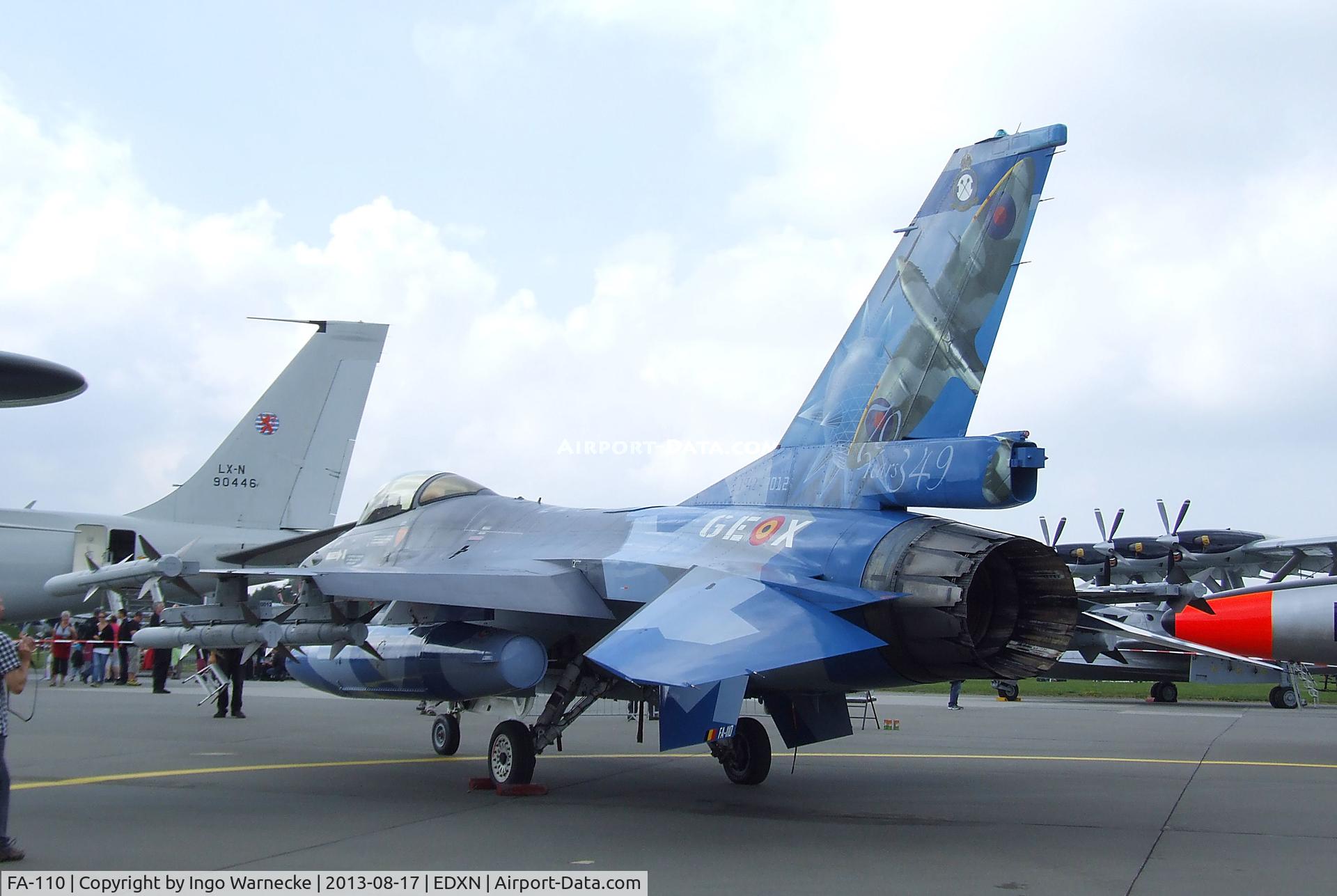 FA-110, SABCA F-16AM Fighting Falcon C/N 6H-110, General Dynamics (SABCA) F-16AM Fighting Falcon of the FAeB (Belgian Air Force) in '70 years 349 Squadron' special colours at the Spottersday of the Nordholz Airday 2013 celebrationg 100 Years of German Naval Aviation at Nordholz Naval Aviation Base