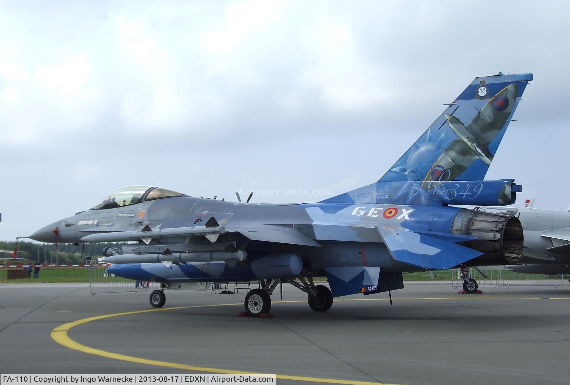 FA-110, SABCA F-16AM Fighting Falcon C/N 6H-110, General Dynamics (SABCA) F-16AM Fighting Falcon of the FAeB (Belgian Air Force) in '70 years 349 Squadron' special colours at the Spottersday of the Nordholz Airday 2013 celebrationg 100 Years of German Naval Aviation at Nordholz Naval Aviation Base