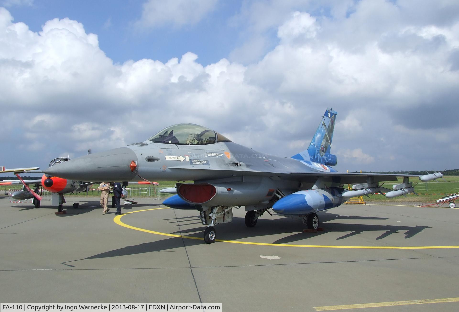 FA-110, SABCA F-16AM Fighting Falcon C/N 6H-110, General Dynamics (SABCA) F-16AM Fighting Falcon of the FAeB (Belgian Air Force) in '70 years 349 Squadron' special colours at the Spottersday of the Nordholz Airday 2013 celebrationg 100 Years of German Naval Aviation at Nordholz Naval Aviation Base