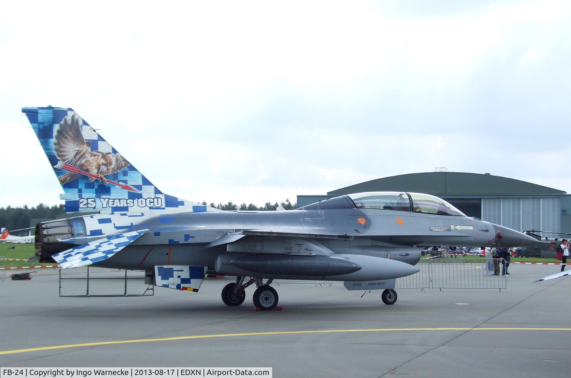 FB-24, General Dynamics F-16BM Fighting Falcon C/N 6J-24, General Dynamics (SABCA) F-16BM Fighting Falcon of the FAeB (Belgian Air Force) in '25 years OCU' special colours at the Spottersday of the Nordholz Airday 2013 celebrationg 100 Years of German Naval Aviation at Nordholz Naval Aviation Base