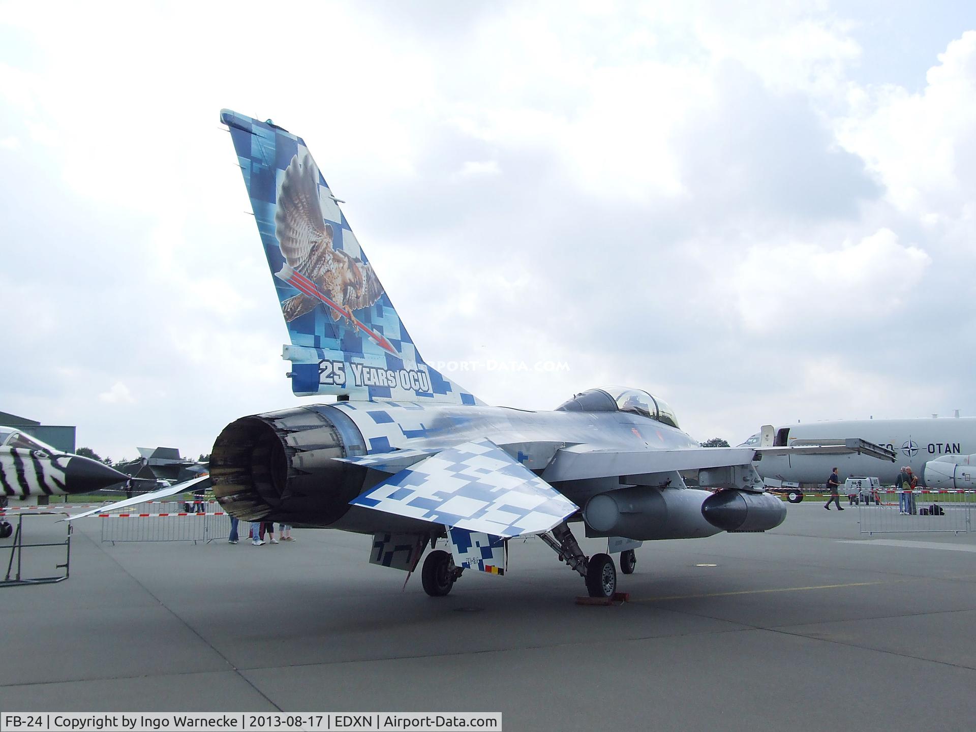 FB-24, General Dynamics F-16BM Fighting Falcon C/N 6J-24, General Dynamics (SABCA) F-16BM Fighting Falcon of the FAeB (Belgian Air Force) in '25 years OCU' special colours at the Spottersday of the Nordholz Airday 2013 celebrationg 100 Years of German Naval Aviation at Nordholz Naval Aviation Base