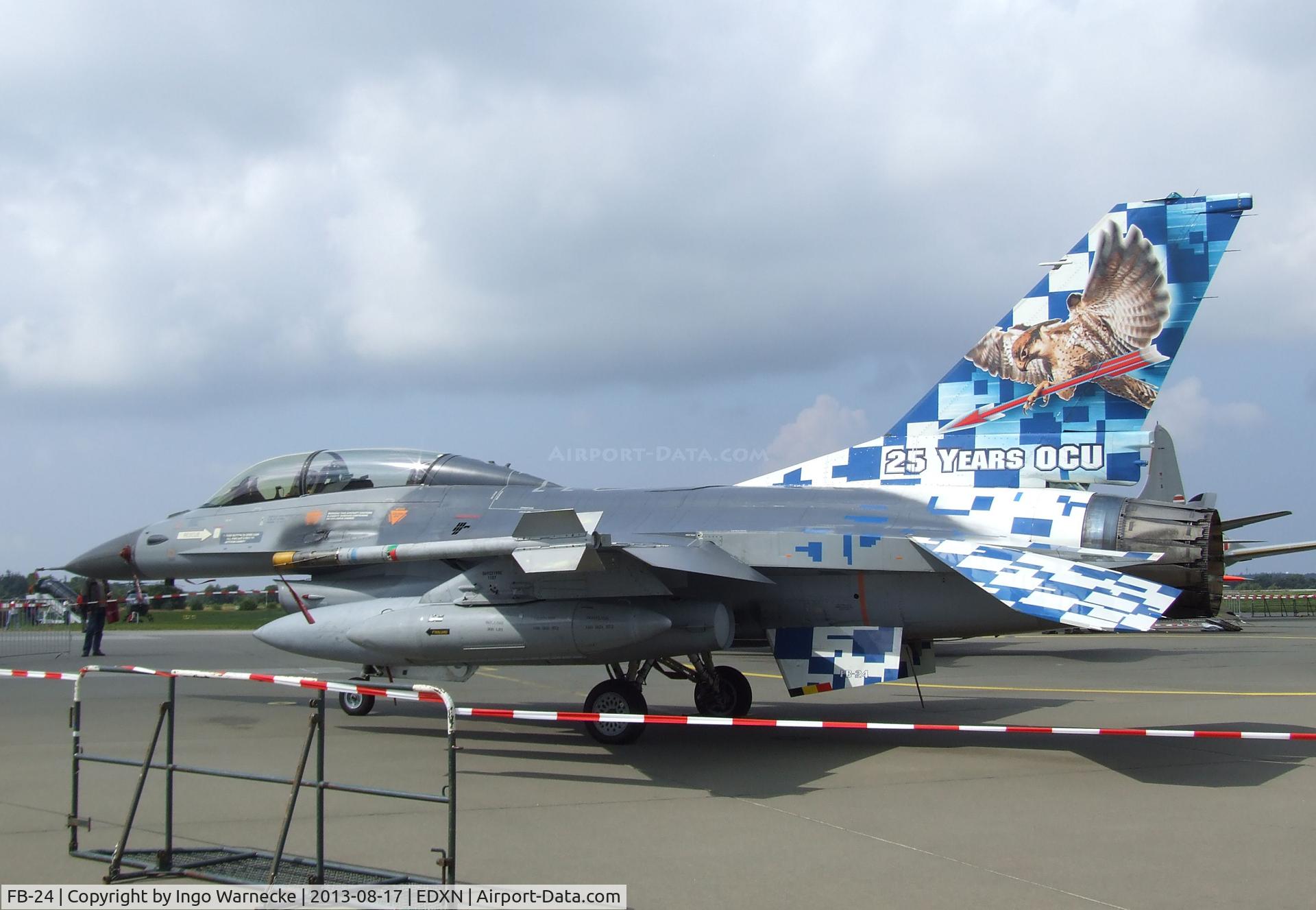 FB-24, General Dynamics F-16BM Fighting Falcon C/N 6J-24, General Dynamics (SABCA) F-16BM Fighting Falcon of the FAeB (Belgian Air Force) in '25 years OCU' special colours at the Spottersday of the Nordholz Airday 2013 celebrationg 100 Years of German Naval Aviation at Nordholz Naval Aviation Base
