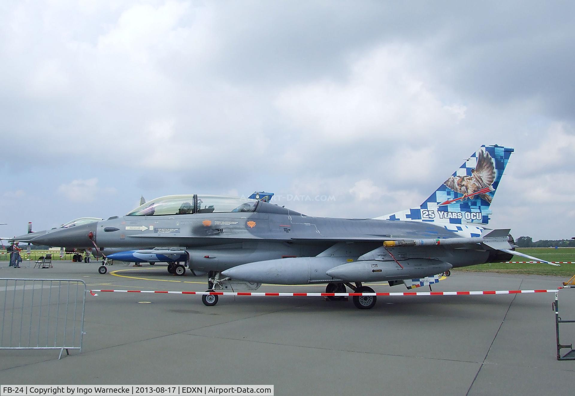 FB-24, General Dynamics F-16BM Fighting Falcon C/N 6J-24, General Dynamics (SABCA) F-16BM Fighting Falcon of the FAeB (Belgian Air Force) in '25 years OCU' special colours at the Spottersday of the Nordholz Airday 2013 celebrationg 100 Years of German Naval Aviation at Nordholz Naval Aviation Base
