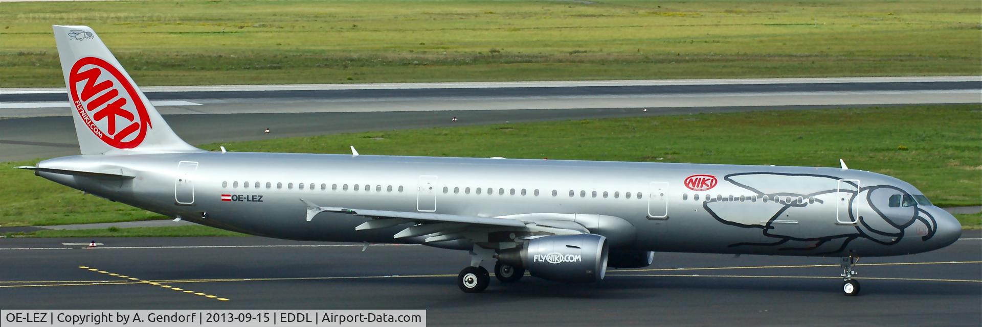 OE-LEZ, 2011 Airbus A321-211 C/N 4648, Niki, is here taxiing to the gate at Düsseldorf Int´l(EDDL)
