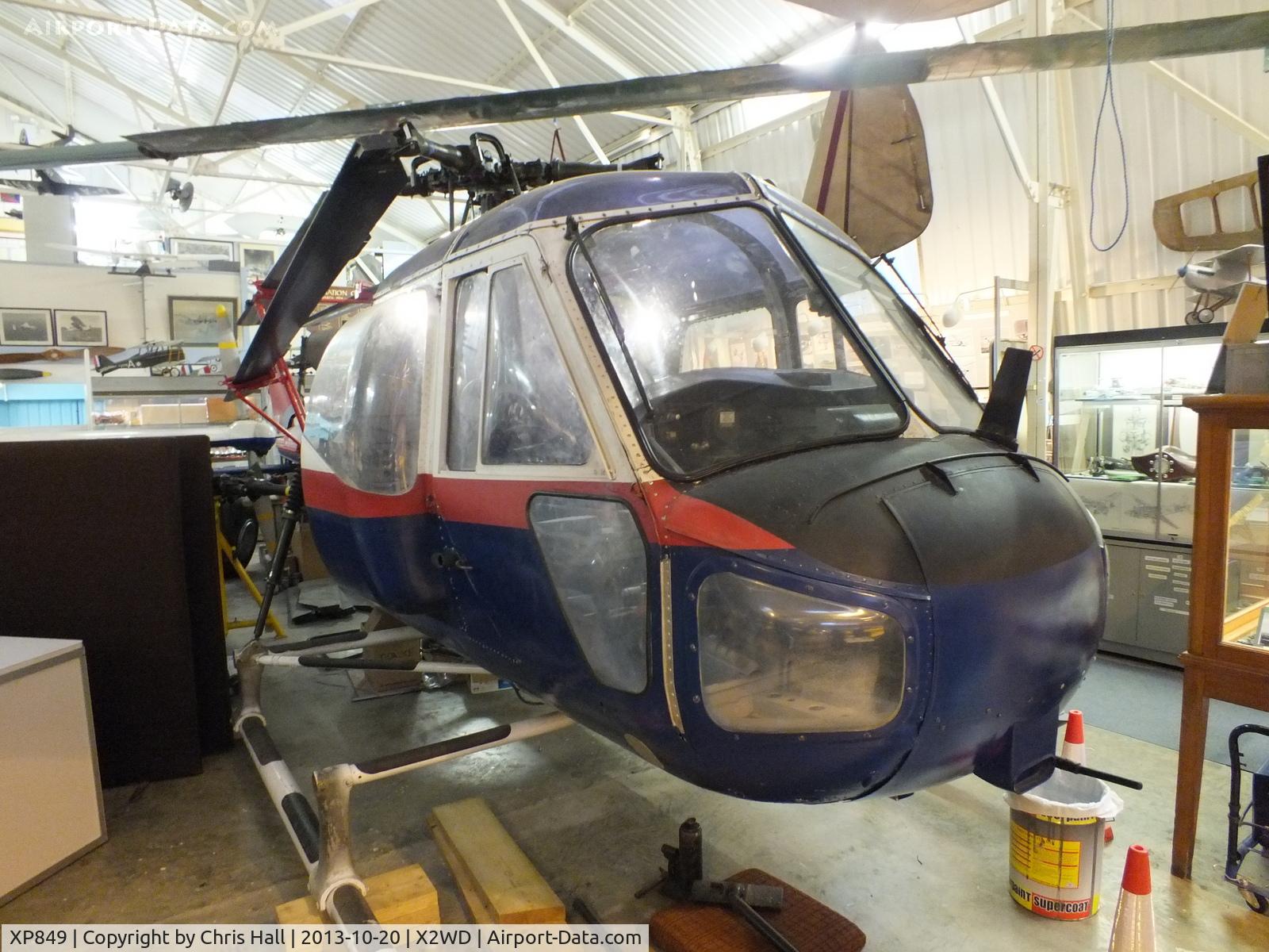XP849, 1961 Westland Scout AH.1 C/N F9475, preserved at the Museum of Berkshire Aviation, Woodley