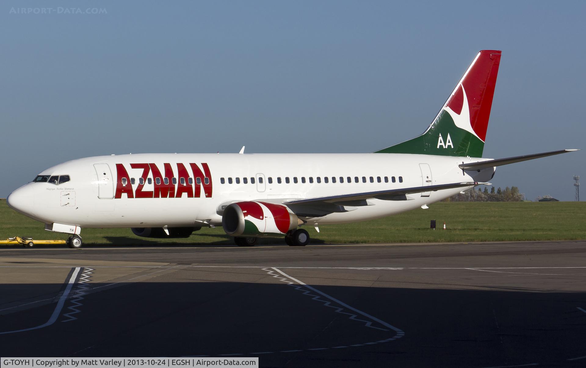 G-TOYH, 1998 Boeing 737-36N C/N 28570, Being pulled past stand 6.....