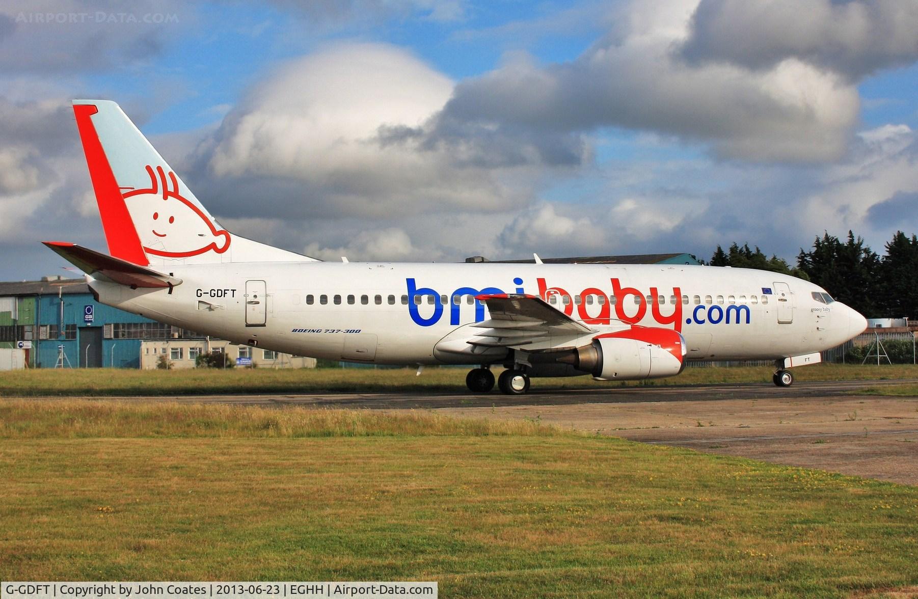 G-GDFT, 1998 Boeing 737-36Q C/N 29141, Stops at paintshop for respray to Jet 2 colours