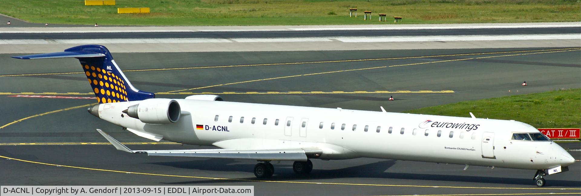 D-ACNL, 2010 Bombardier CRJ-900 NG (CL-600-2D24) C/N 15252, Eurowings (LH-Regional cs.), is taxiing to the gate, shortly after landing at Düsseldorf Int´l(EDDL)