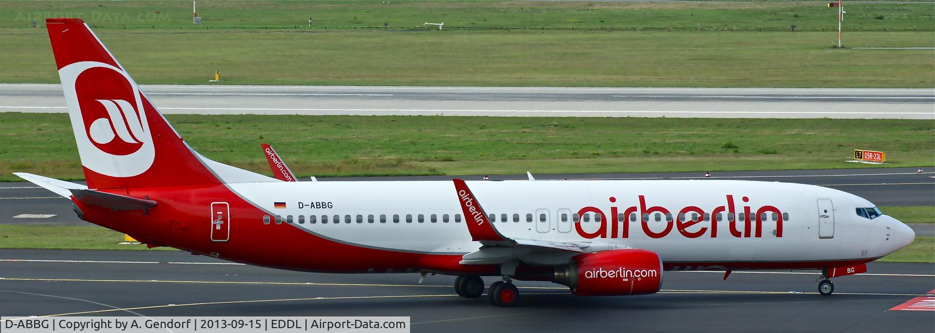 D-ABBG, 2002 Boeing 737-86J C/N 32918, Air Berlin, is here on the taxiway at Düsseldorf Int´l(EDDL)