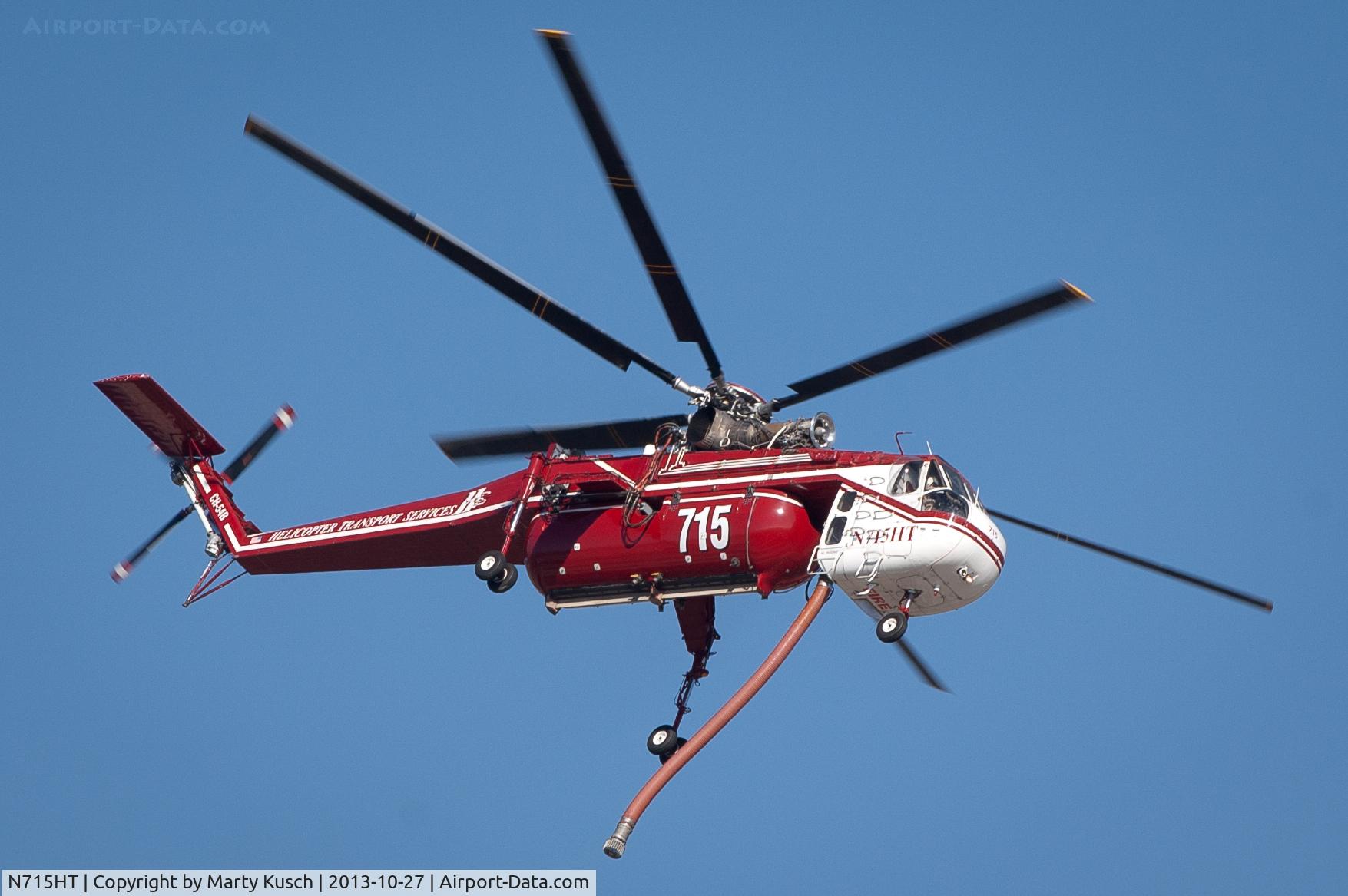 N715HT, 1969 Sikorsky CH-54B Tarhe C/N 64.077, Departing to fight a local forest fire.