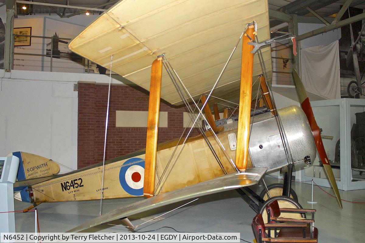N6452, 1979 Sopwith Pup Replica C/N 6452, Displayed at the Fleet Air Arm Museum at Yeovilton
