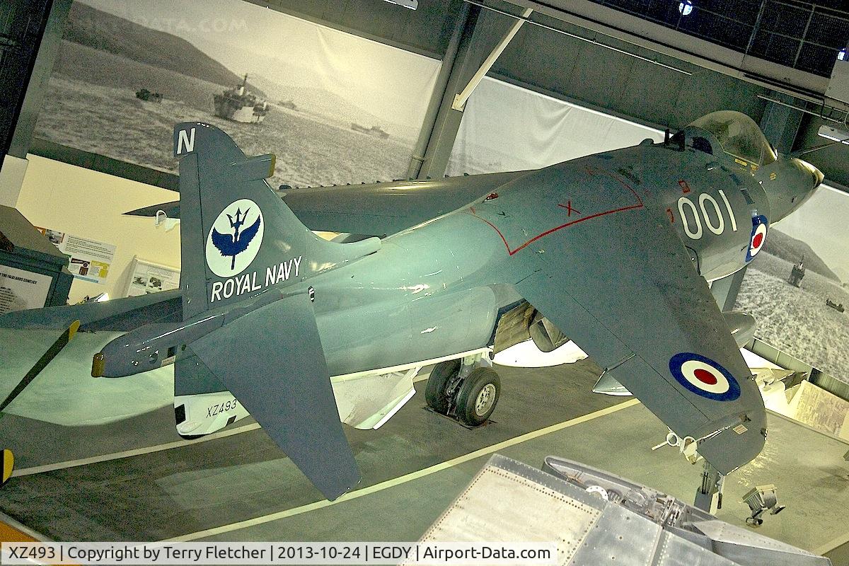 XZ493, 1980 British Aerospace Sea Harrier FRS.1 C/N 41H-912017, Displayed at the Fleet Air Arm Museum at Yeovilton
