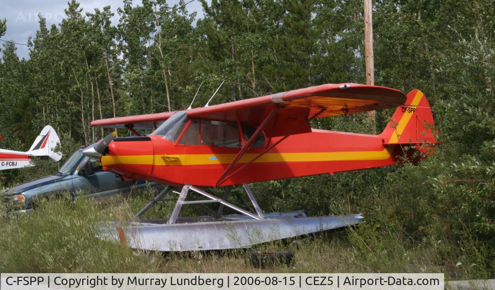 C-FSPP, 1965 Piper PA-18-150 Super Cub C/N 18 8240, In storage at Schwatka Lake at Whitehorse, Yukon. Note the old-style registration, CF-SPP instead of the current C-FSPP.