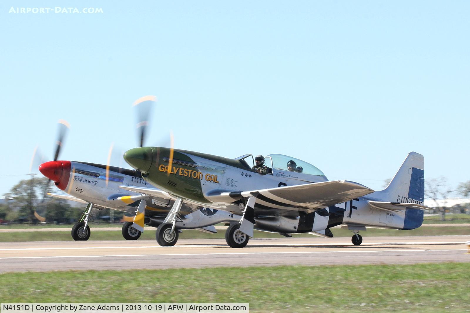 N4151D, 1944 North American P-51D Mustang C/N 44-73458A, Galveston Gal at her last Airshow...Alliance Airshow -2013