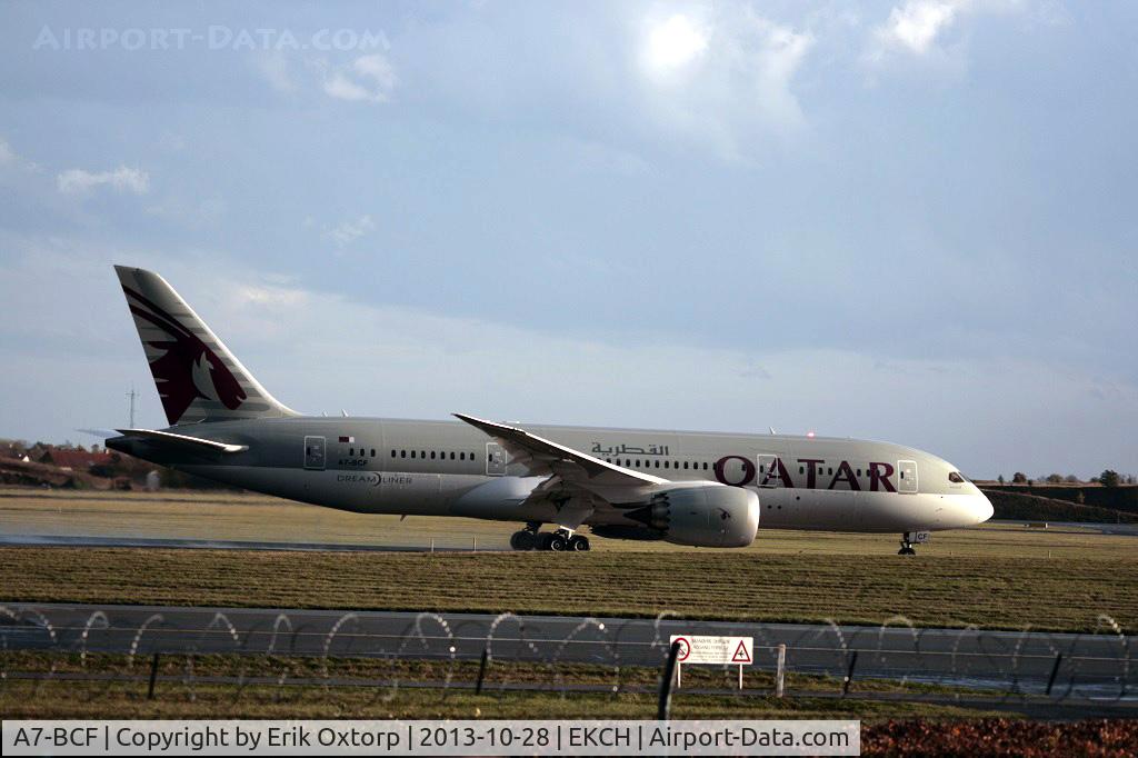A7-BCF, 2013 Boeing 787-8 Dreamliner C/N 38324, A7-BCF taking off from rw 22R