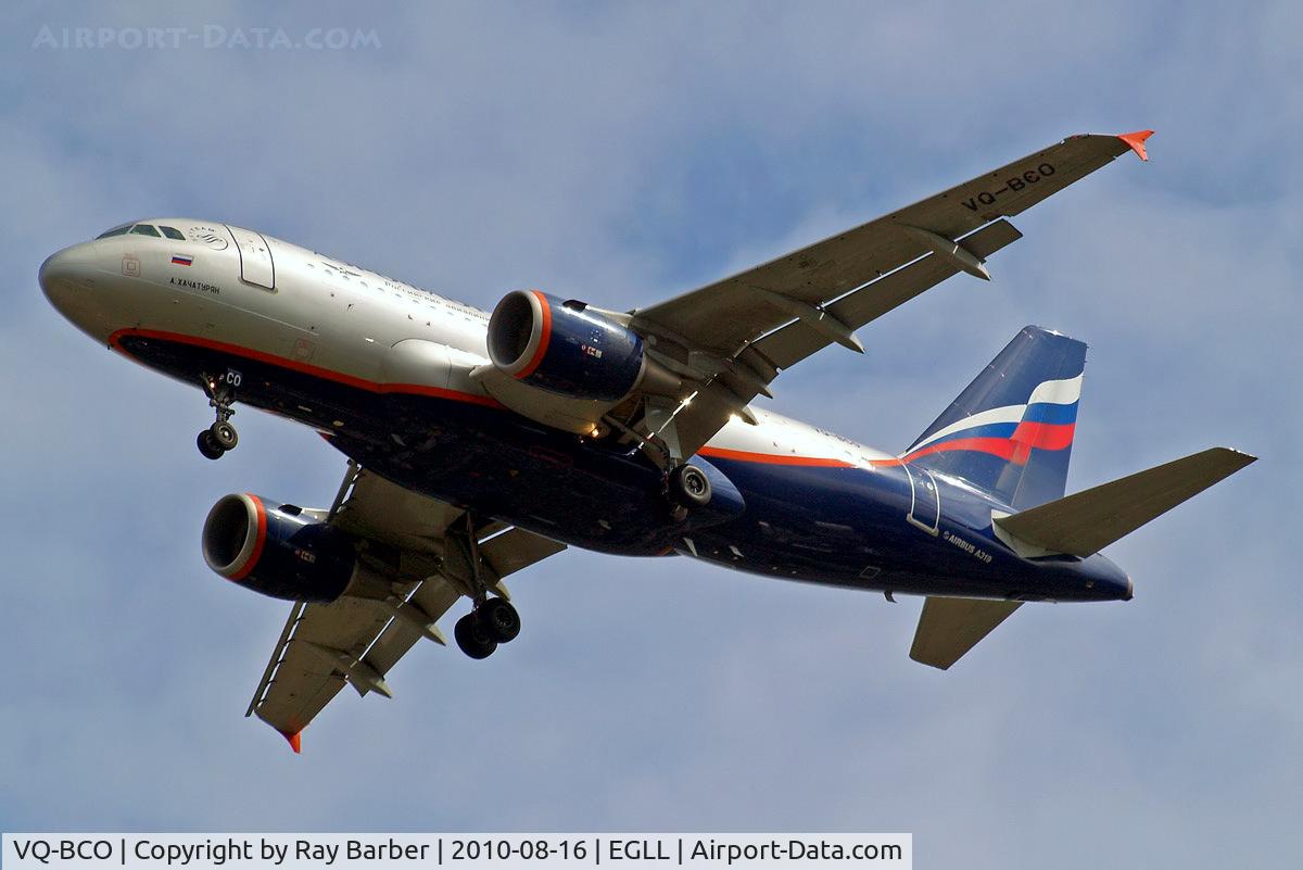 VQ-BCO, 2009 Airbus A319-111 C/N 3942, Airbus 319-111 [3942] (Aeroflot Russian Airlines) Home~G 16/08/2010. On approach 27R.
