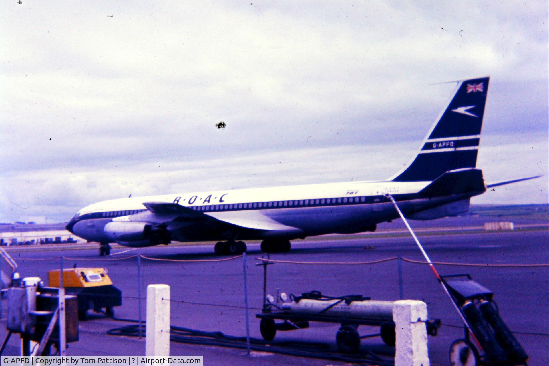G-APFD, 1960 Boeing 707-436 C/N 17705, Photo discovered whilst going through loads of my late father's old slides.  Dont know where or when unfortunately.