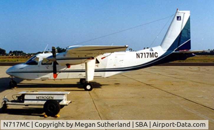 N717MC, 1982 Pilatus Britten-Norman BN-2T Turbine Islander C/N C2112, Taken at Santa Barbara in August 1999.  Aircraft was being ferried between Australia (Bankstown) and Slidell (Louisiana)