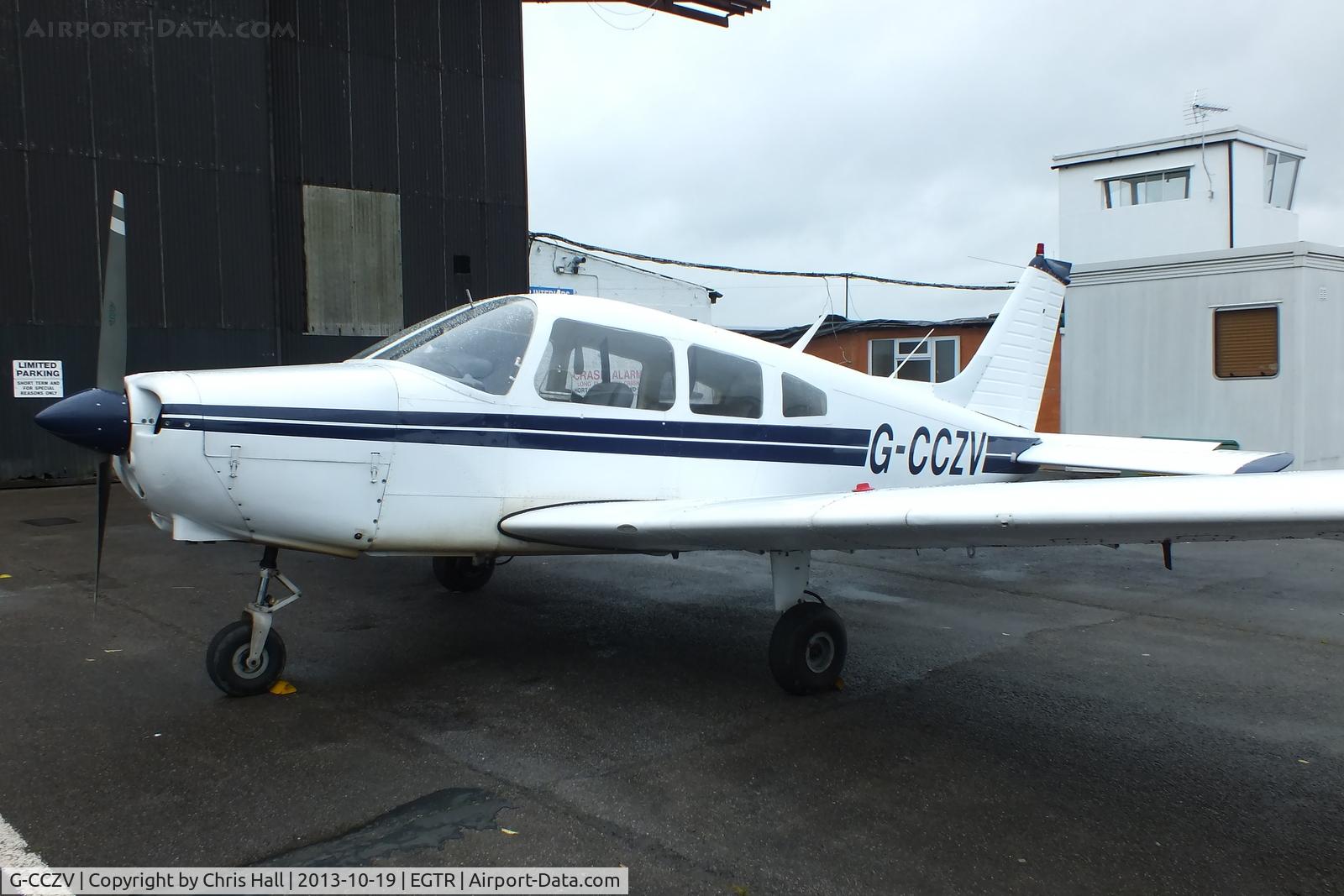 G-CCZV, 1977 Piper PA-28-151 Cherokee Warrior C/N 28-7715089, parked at Elstree