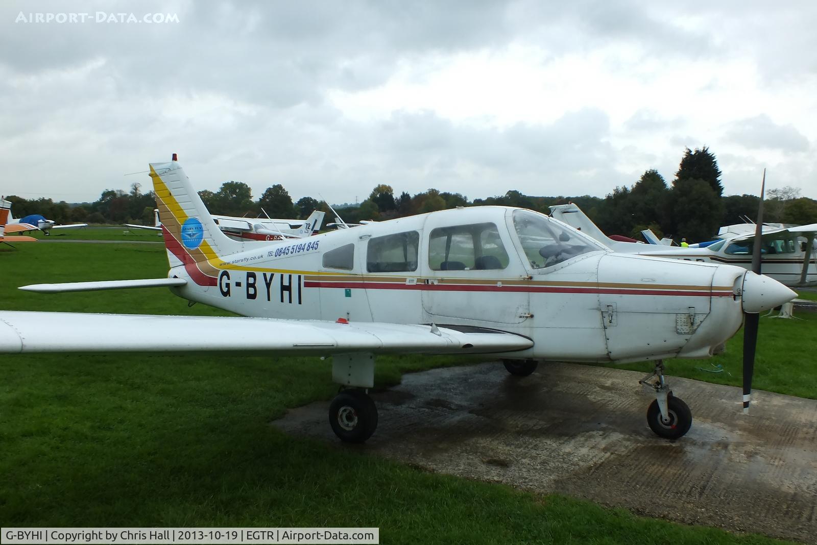G-BYHI, 1980 Piper PA-28-161 Warrior II C/N 28-8116084, parked at Elstree